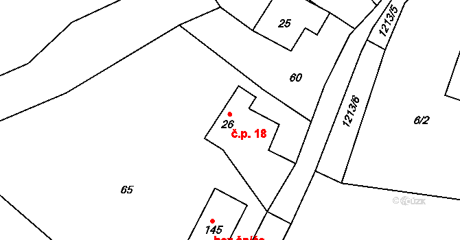 Lhota Netřeba 18, Podbřezí na parcele st. 26 v KÚ Lhota u Dobrušky, Katastrální mapa