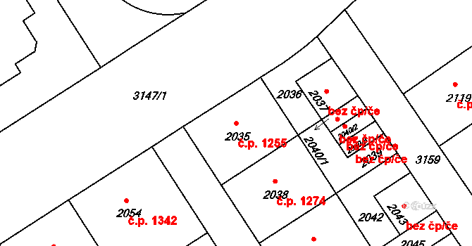Nusle 1255, Praha na parcele st. 2035 v KÚ Nusle, Katastrální mapa
