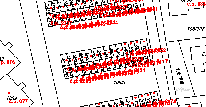 Sezimovo Ústí 2359 na parcele st. 584/7 v KÚ Sezimovo Ústí, Katastrální mapa