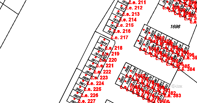 Kuřim 220 na parcele st. 3916 v KÚ Kuřim, Katastrální mapa