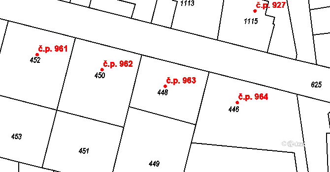 Šumbark 963, Havířov na parcele st. 448 v KÚ Šumbark, Katastrální mapa