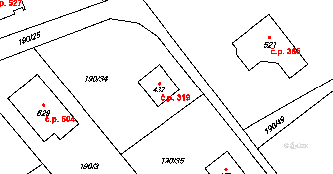 Horní Datyně 319, Vratimov na parcele st. 437 v KÚ Horní Datyně, Katastrální mapa