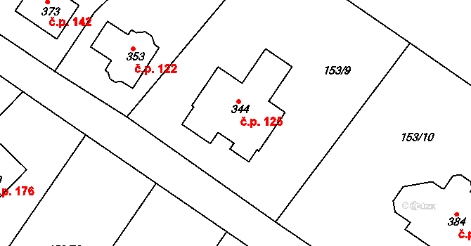 Pakoměřice 125, Bořanovice na parcele st. 344 v KÚ Bořanovice, Katastrální mapa