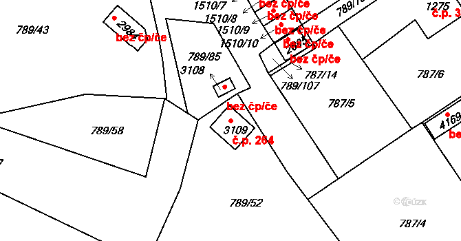 Nádražní Předměstí 264, Český Krumlov na parcele st. 3109 v KÚ Český Krumlov, Katastrální mapa