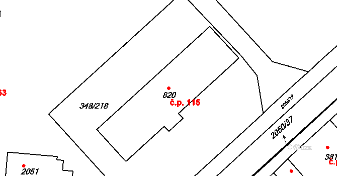 Mařatice 115, Uherské Hradiště na parcele st. 820 v KÚ Mařatice, Katastrální mapa