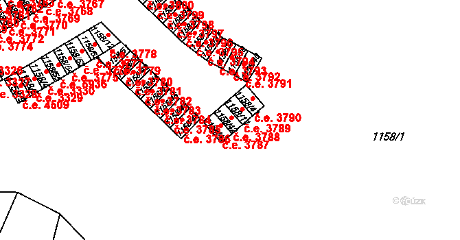 Střekov 3788, Ústí nad Labem na parcele st. 1158/42 v KÚ Střekov, Katastrální mapa