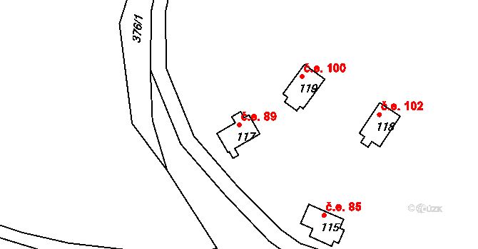Borečnice 89, Čížová na parcele st. 117 v KÚ Borečnice, Katastrální mapa