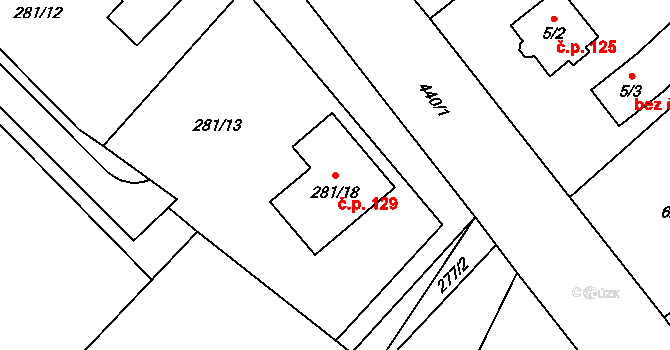 Edrovice 129, Rýmařov na parcele st. 281/18 v KÚ Edrovice, Katastrální mapa