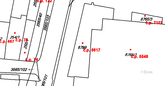 Zlín 5617 na parcele st. 8799 v KÚ Zlín, Katastrální mapa