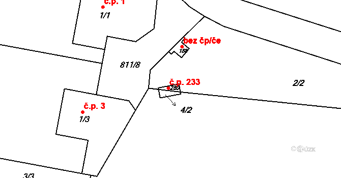 Telce 233, Peruc na parcele st. 280 v KÚ Telce, Katastrální mapa