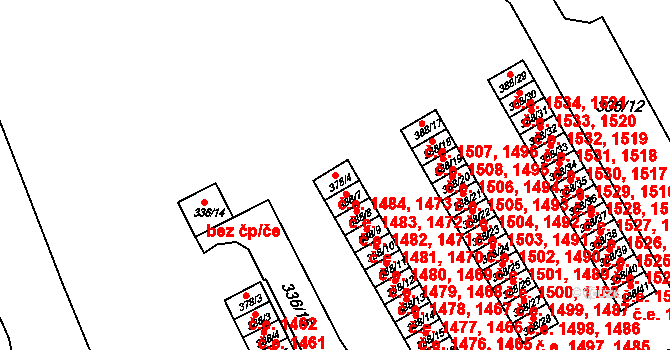 Pražské Předměstí 1473,1484, Bílina na parcele st. 378/4 v KÚ Bílina, Katastrální mapa