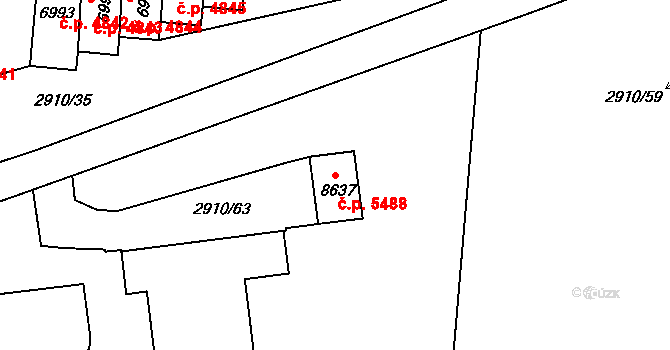 Zlín 5488 na parcele st. 8637 v KÚ Zlín, Katastrální mapa