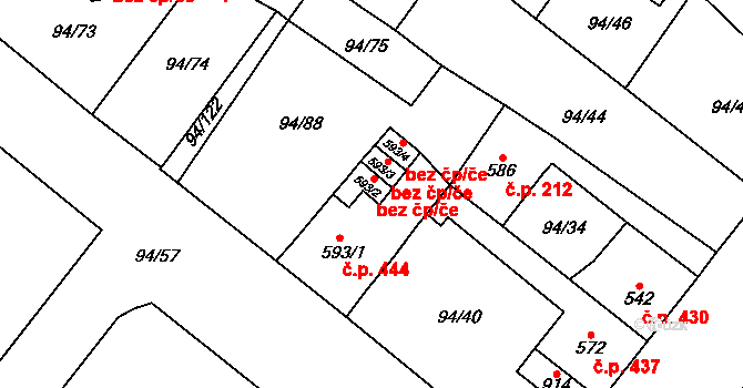 Košťany 39113663 na parcele st. 593/2 v KÚ Košťany, Katastrální mapa