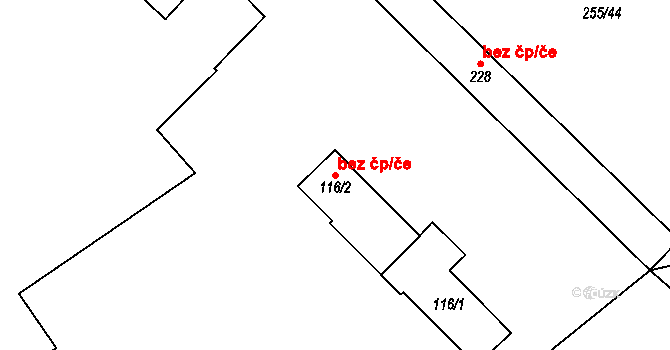 Výšovice 41189663 na parcele st. 116/2 v KÚ Výšovice, Katastrální mapa