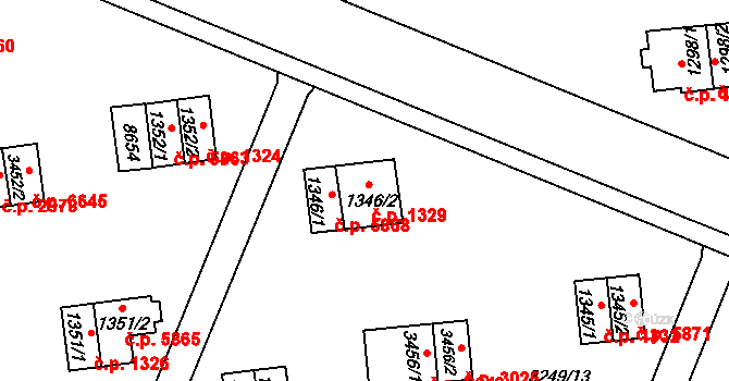 Zlín 1329 na parcele st. 1346/2 v KÚ Zlín, Katastrální mapa