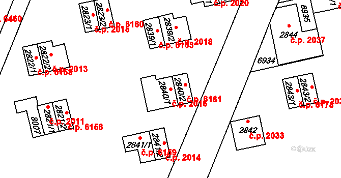 Zlín 2016 na parcele st. 2840/1 v KÚ Zlín, Katastrální mapa