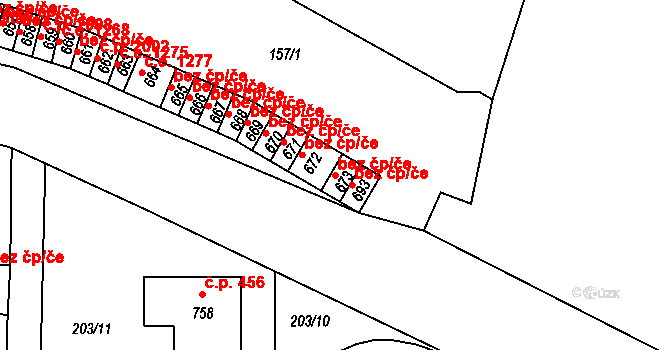 Černčice 42833663 na parcele st. 673 v KÚ Černčice u Loun, Katastrální mapa