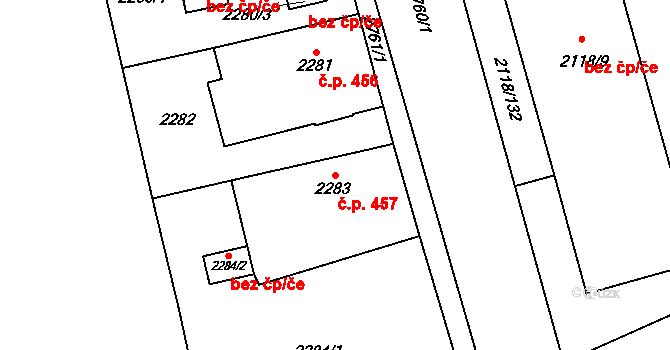 Kylešovice 457, Opava na parcele st. 2283 v KÚ Kylešovice, Katastrální mapa