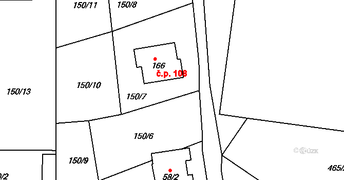 Leskovec 108, Březová na parcele st. 166 v KÚ Leskovec u Vítkova, Katastrální mapa