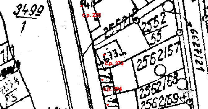 Strání 373 na parcele st. 673 v KÚ Strání, Katastrální mapa