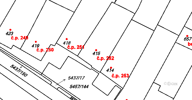 Polešovice 252 na parcele st. 415 v KÚ Polešovice, Katastrální mapa