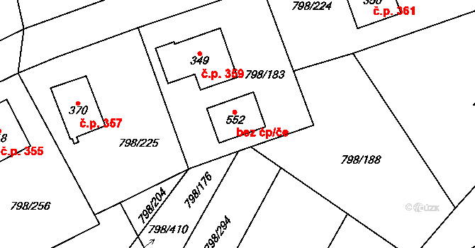 Obecnice 49140663 na parcele st. 552 v KÚ Obecnice, Katastrální mapa