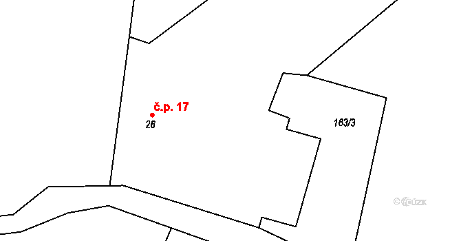 Vepice 17, Kovářov na parcele st. 26 v KÚ Vepice, Katastrální mapa