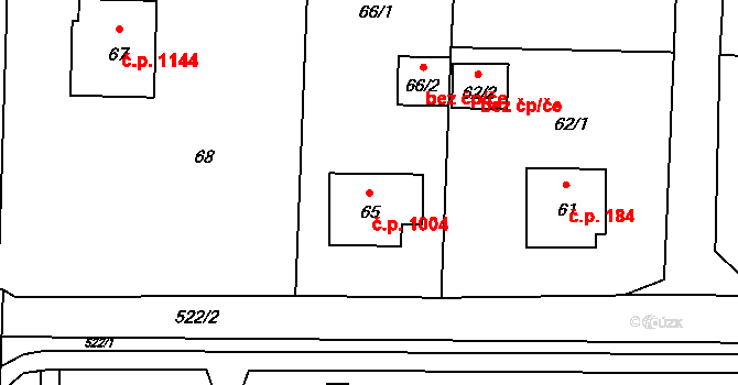 Horní Suchá 1004 na parcele st. 65 v KÚ Horní Suchá, Katastrální mapa