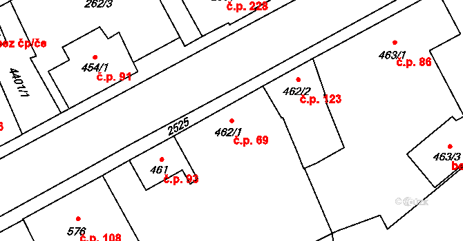 Beroun-Závodí 69, Beroun na parcele st. 462/1 v KÚ Beroun, Katastrální mapa