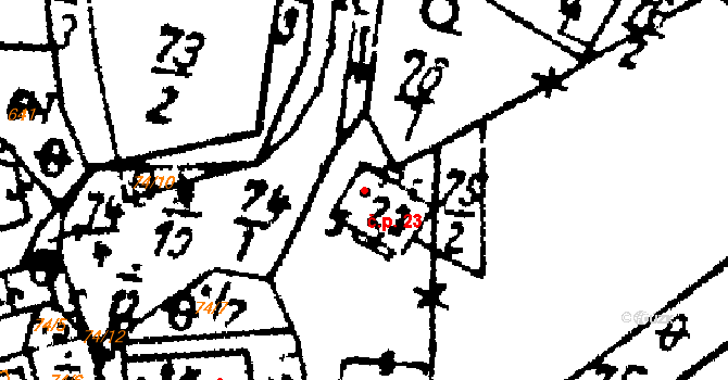 Březí 23, Žinkovy na parcele st. 23 v KÚ Březí u Žinkov, Katastrální mapa