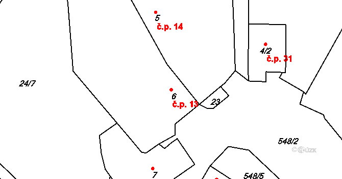 Jablečno 13, Zbiroh na parcele st. 6 v KÚ Jablečno, Katastrální mapa