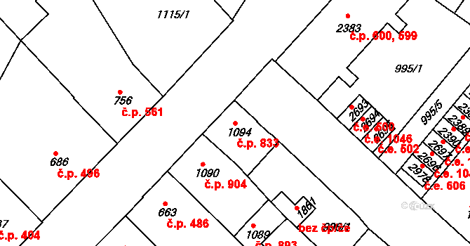 Náchod 833 na parcele st. 1094 v KÚ Náchod, Katastrální mapa