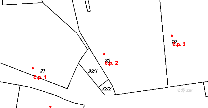 Žitná 2, Hracholusky na parcele st. 20 v KÚ Žitná u Netolic, Katastrální mapa