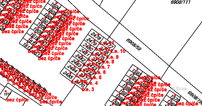 Telč-Štěpnice 8, Telč na parcele st. 2475 v KÚ Telč, Katastrální mapa