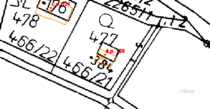 Merboltice 126 na parcele st. 384 v KÚ Merboltice, Katastrální mapa