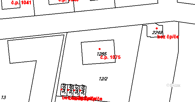 Humpolec 1075 na parcele st. 1265 v KÚ Humpolec, Katastrální mapa