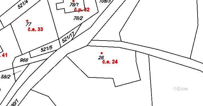 Rájov 48, Perštejn na parcele st. 26 v KÚ Rájov u Perštejna, Katastrální mapa