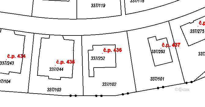 Levín 436, Králův Dvůr na parcele st. 337/252 v KÚ Levín u Berouna, Katastrální mapa