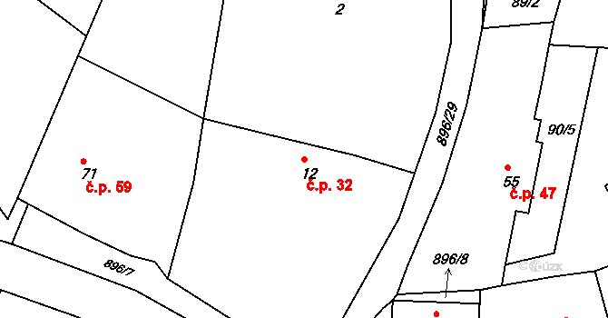 Vadín 32, Okrouhlice na parcele st. 12 v KÚ Vadín, Katastrální mapa