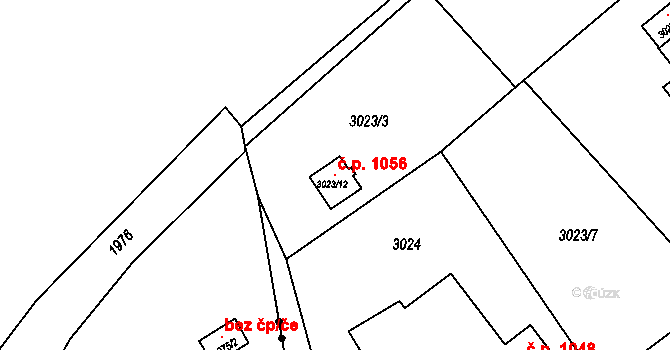 Hranice 1056, Karviná na parcele st. 3023/12 v KÚ Karviná-město, Katastrální mapa