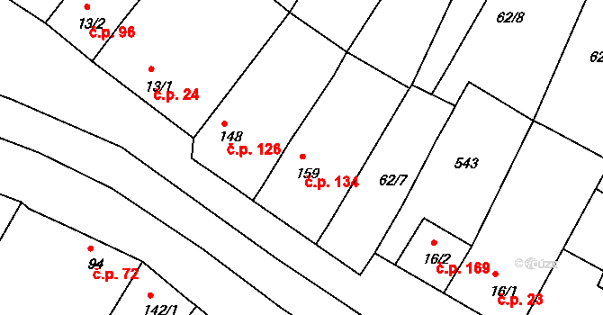 Žopy 134, Holešov na parcele st. 159 v KÚ Žopy, Katastrální mapa