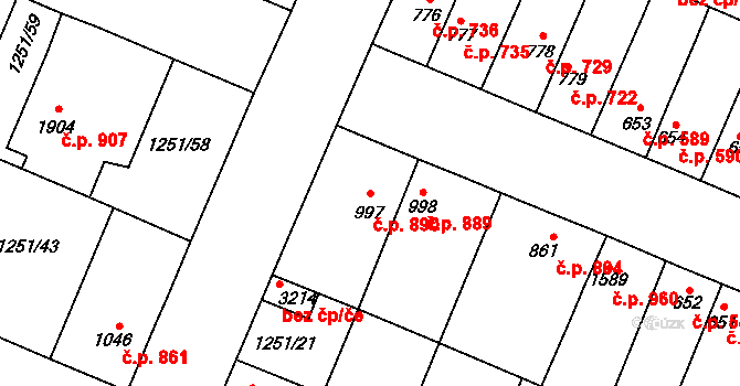 Dobříš 890 na parcele st. 997 v KÚ Dobříš, Katastrální mapa