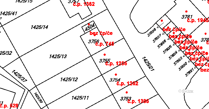 Šumperk 1255 na parcele st. 3755 v KÚ Šumperk, Katastrální mapa