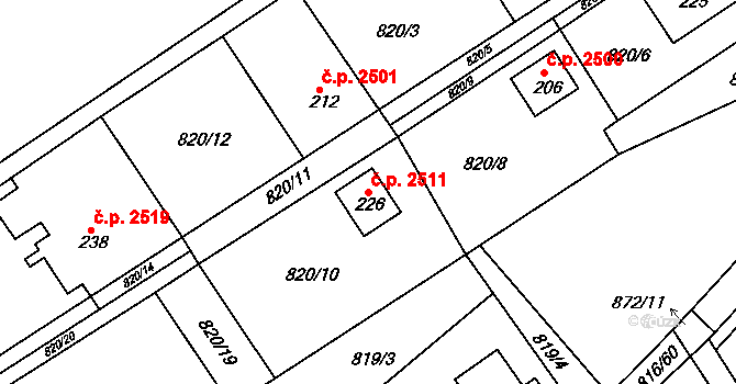 Šumperk 2511 na parcele st. 226 v KÚ Dolní Temenice, Katastrální mapa