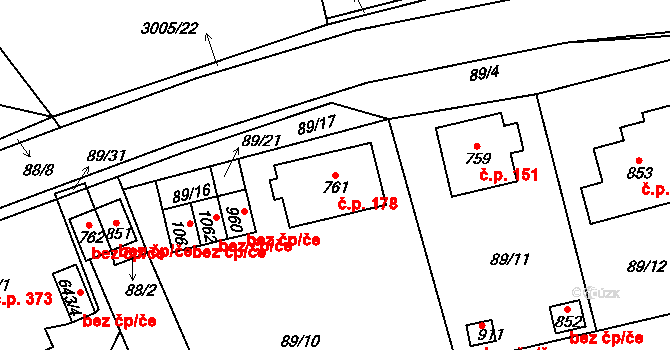 Dolní Rokytnice 178, Rokytnice nad Jizerou na parcele st. 761 v KÚ Dolní Rokytnice, Katastrální mapa