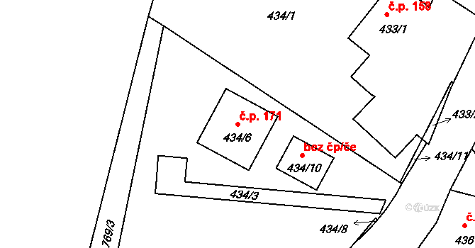 Poříčí 171, Boršov nad Vltavou na parcele st. 434/6 v KÚ Boršov nad Vltavou, Katastrální mapa