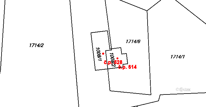 Horní Bečva 528 na parcele st. 1008/1 v KÚ Horní Bečva, Katastrální mapa