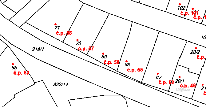 Litol 56, Lysá nad Labem na parcele st. 69 v KÚ Litol, Katastrální mapa