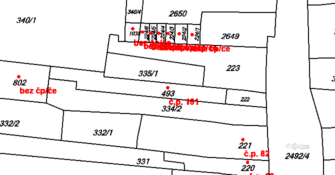 Česká Kamenice 161 na parcele st. 493 v KÚ Česká Kamenice, Katastrální mapa