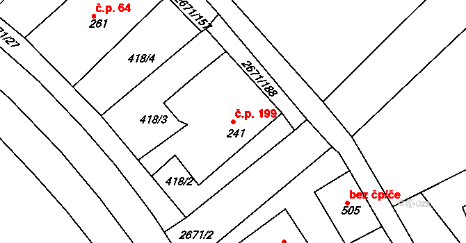 Černilov 199 na parcele st. 241 v KÚ Černilov, Katastrální mapa